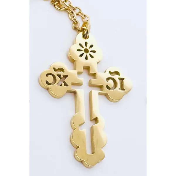 Boutique Orthodox Christian Cross Necklace Religious IC XC Pendant Gold Plated 316L 18-20 - Image 7