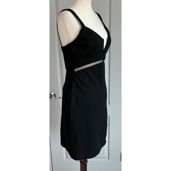 DO+BE Womens Black V-Neck Bodycon Mini Dress GY0272‎ Size M LBD Cocktail Party - Image 3