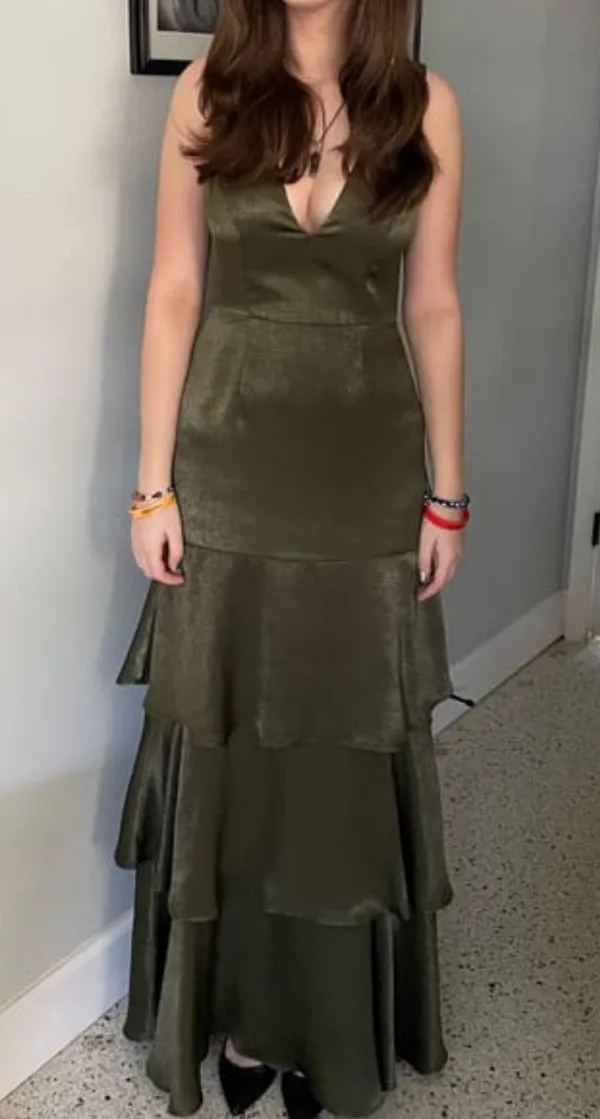 Lulus Olive Green Gown - Image 3