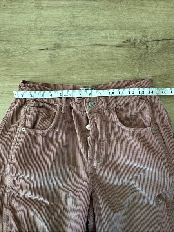 Free People We The Free Good Luck Barrel Corduroy Jeans Size 27 Withered Rose - Image 4