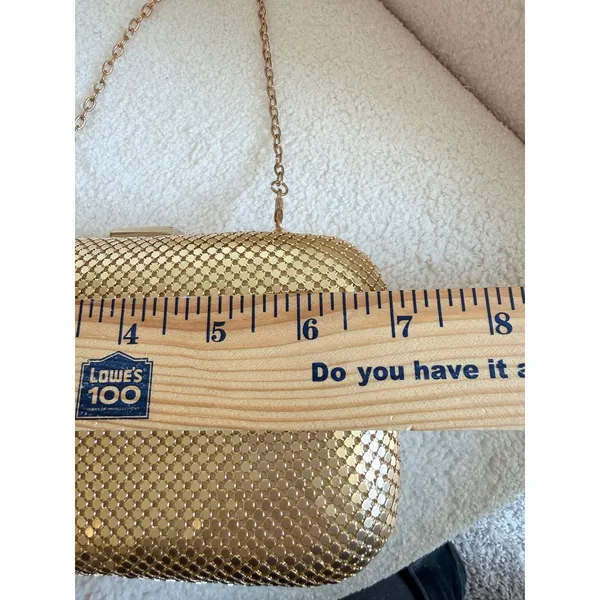 Lulus Clutch Bag Women's Gold Detachable Crossbody Chain Strap Clasp Closure - Image 6