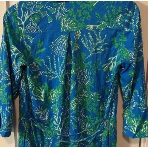 Lilly Pulitzer UPF 50+‎ Pilar Tunic Shirt Dress Long Sleeve Blue A Bit Salty XS - Image 6