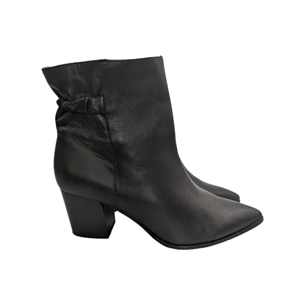 Sole Society Maeryn Bootie Heeled Ankle Boots Black Leather Pointed Toe 7.5 Shoe - Image 3