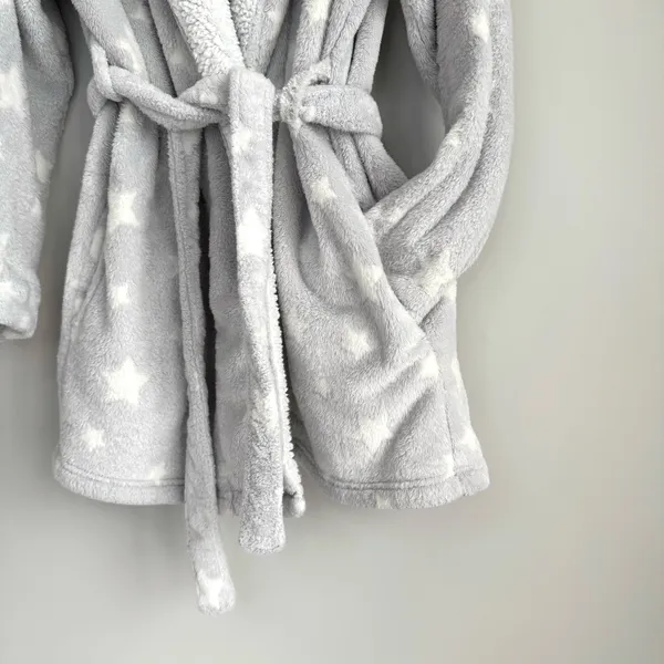 Women's Star Print Cozy Robe with belt Gray XS/S Target - Image 2