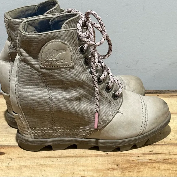 Sorel Canvas & Leather PDX Wedge Lace‎ Up Bootie Size 6.5 A58 - Image 8