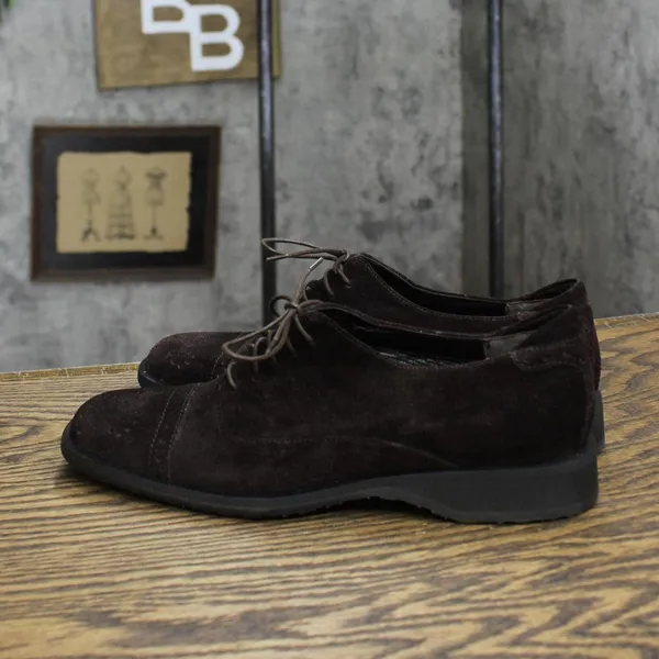 Bruno Magli Womens Vintage Suede Lace Up Oxford Dress Shoes Brown 5.5B - Image 2