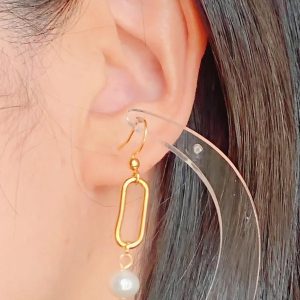 Handmade gold tone stainless steel natural shell pearls chic fairy boho vintage style dangle earrings💖 - Image 7