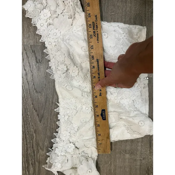 White Bell Sleeve Off Shoulder Top Women's Small Boho Festival Crop Lace - Image 6