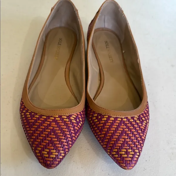 Sole Society Women's Purple and Tan Flats - Image 6