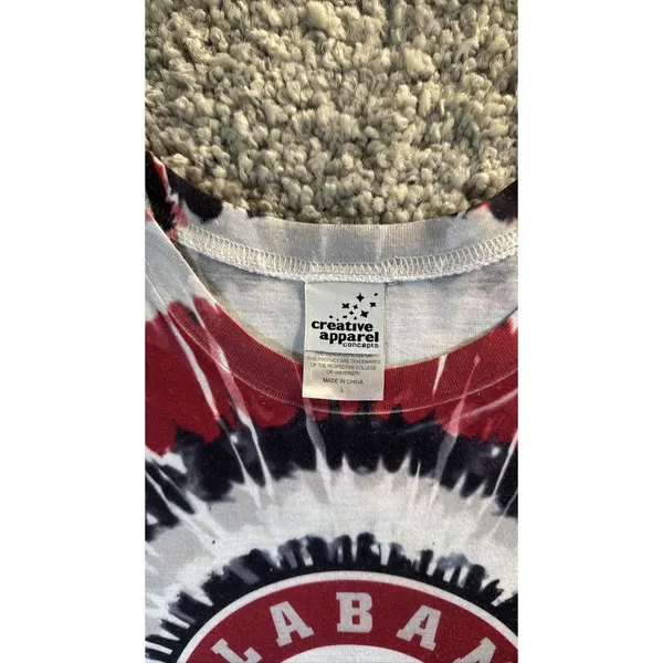 Large Alabama Crimson Tide NCAA Tie Dye Short Sleeve T-Shirt Graphic Tee - Image 2