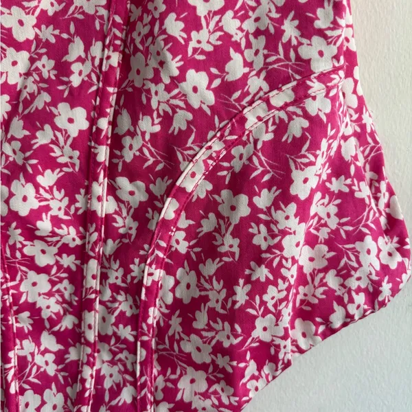 Zara Pink Floral Corset Bodysuit Side Zipper Closure Size M - Image 4