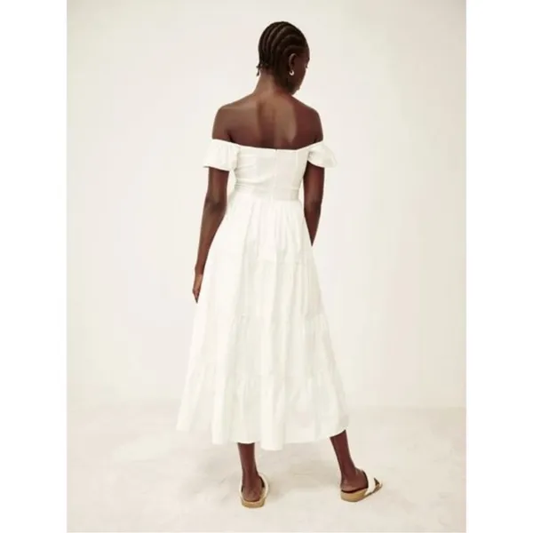 Reformation White Derek Off The Shoulder Midi Dress NWT‎ - Image 2