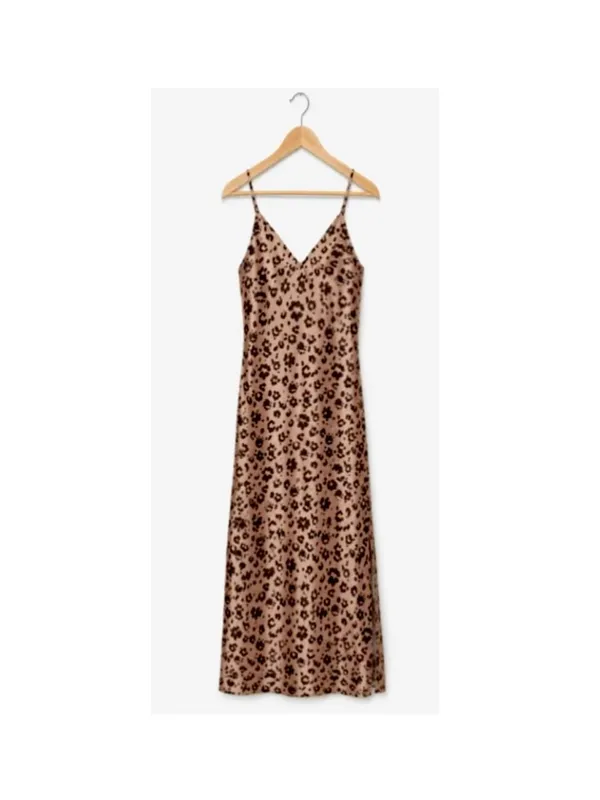 NWT Target A New Day Brown Satin Leopard Animal Print Midi Slip Dress Size M - Image 4
