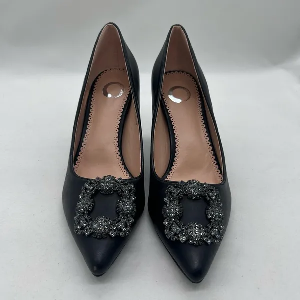 Journee Collection Heels 6 1/2 Black Rhinestones‎ Pointed Toe Career Formal NEW - Image 2