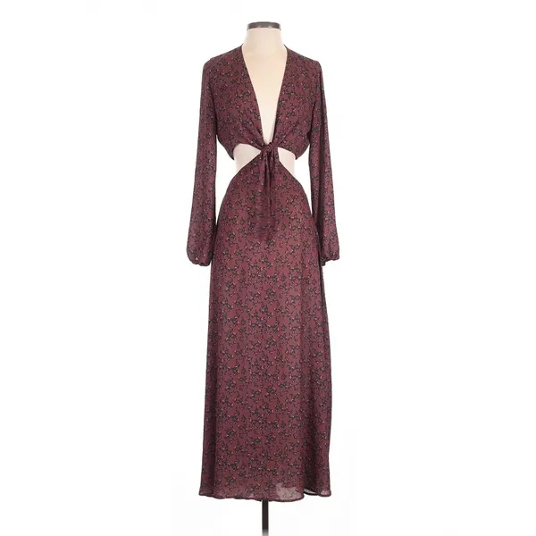 RESA Noelle Maxi Dress In Gemma Small Cut Out Front Tie Leopard Animal Print - Image 2