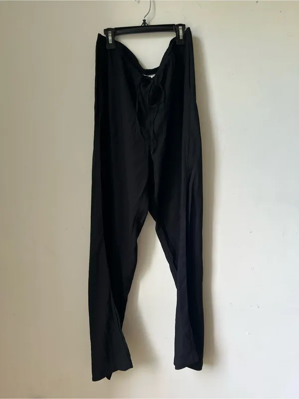 H&M Women’s Black Pull On Pants Size Large L Elastic Waist Drawstring Viscose - Image 4