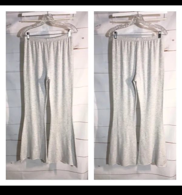 Forever 21 Raw cut flare fleece lined sweatpants Lounge Pant Light Gray M - Image 4