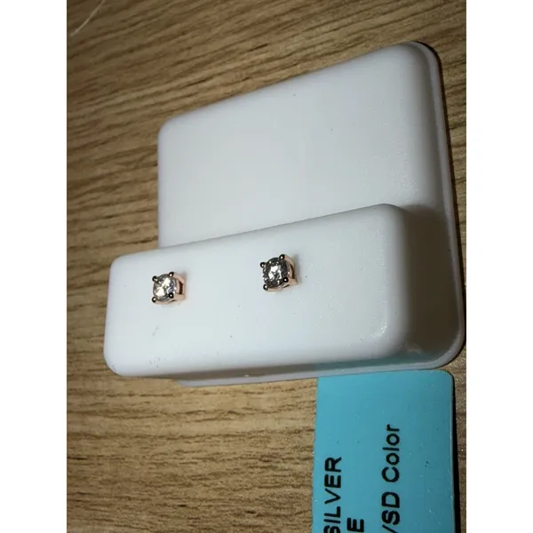 Sterling Silver & Moissanite Stud Earrings .20 CTW - Image 3