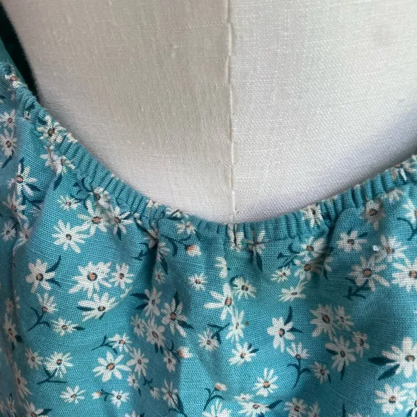 American Eagle Blue Floral Tie Back Mini Dress Size L Square‎ Neck Sundress - Image 9