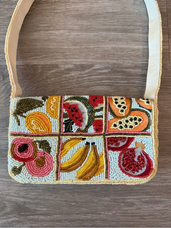 MADE IN INDIA Viral Multi Fruit Patch Beaded Shoulder Bag, NWOT Multiple - Image 2