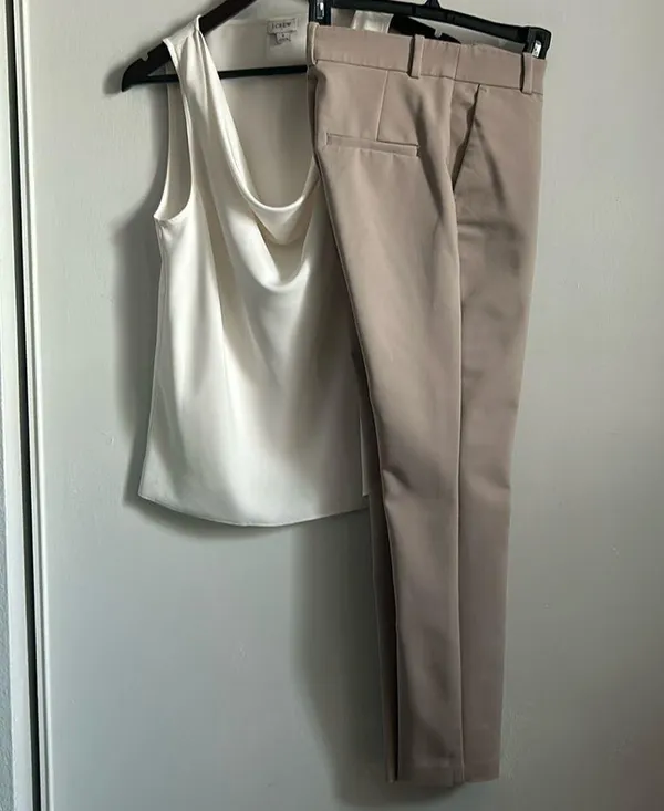 H & M Ladies All Occasion Ankle Dress Trouser Pants in Beige Color Tone - Image 9