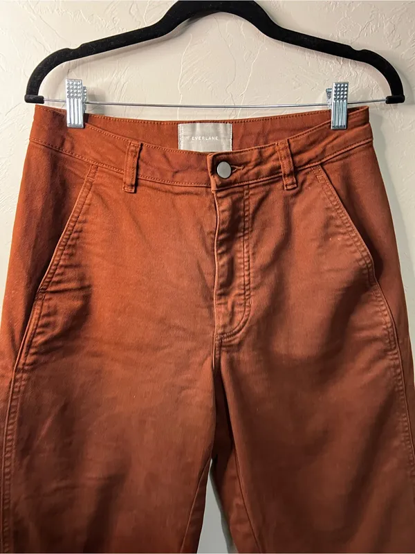 Everlane Utility Barrel Pants Rosewood Terracotta High Rise Wide Cropped Pants - Image 3