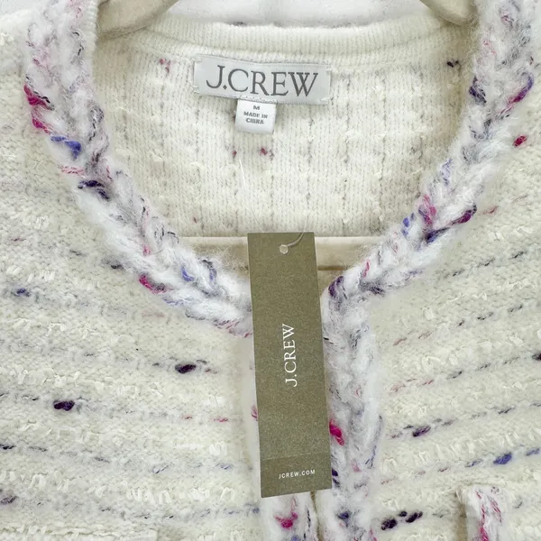 J.Crew Cropped Lady Jacket Marled Yarn Heather Ivory Wool Blend Preppy M NWT - Image 7