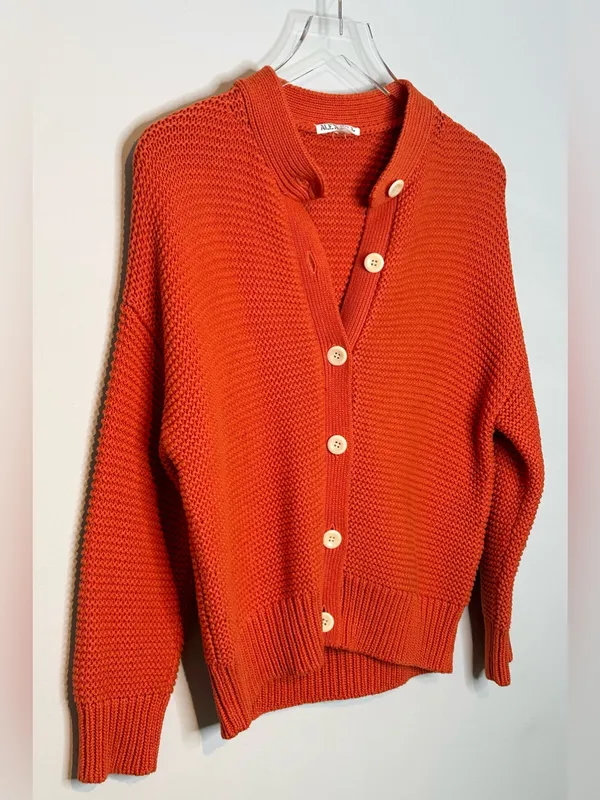 Alex Mill Nico Orange Paprika Button Up Cardigan Sweater Top - Image 6