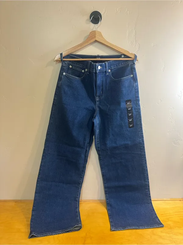 J. Crew Wide Leg Crop High Waisted Dark Wash Jeans Size 28 NWT - Image 7