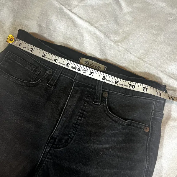 Madewell 9” High Rise‎ Skinny Distressed Knees Womens Size 25 Faded Black Jeans - Image 9