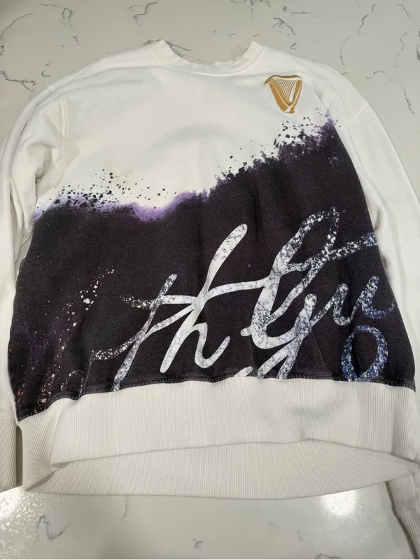Guinness White Black & Purple Script Graphic Crewneck - Image 2