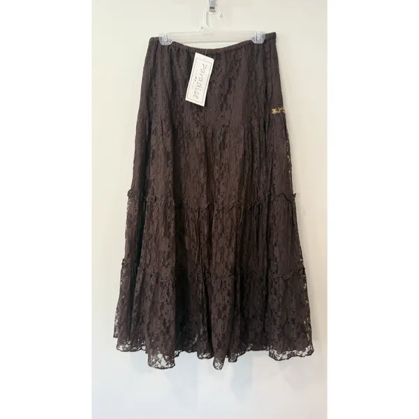 NWT Vintage 90s Y2k Lace Tiered Peasant Maxi Skirt Fairy Grunge Whimsigoth 2814 - Image 5