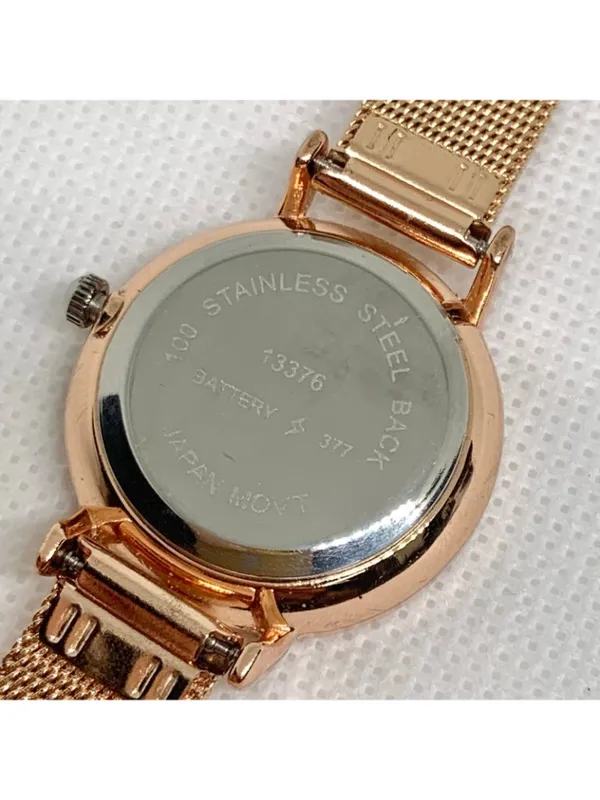 Rose gold tone women’s watch 28mm quartz analog adjustable mesh band running - Image 6