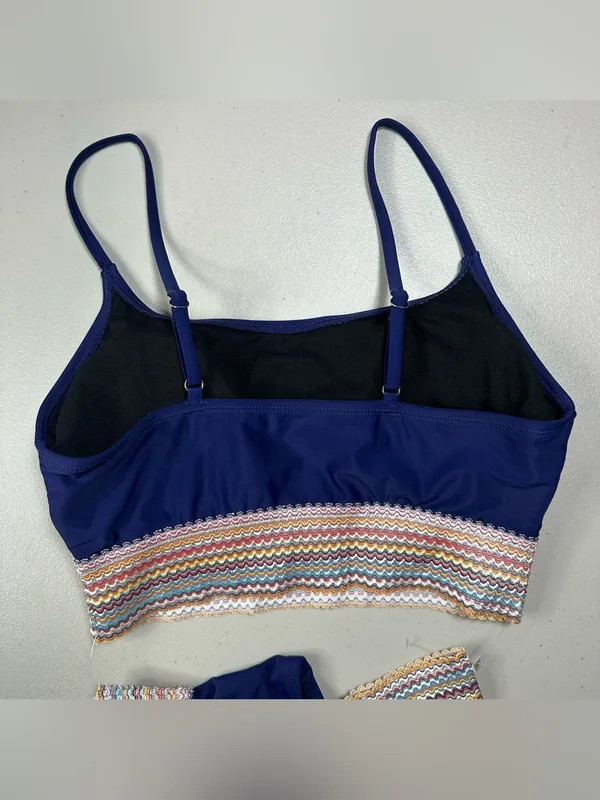 Women’s Navy Blue 2-Piece Bikini Set High-Waisted Swimwear Size M - Image 5