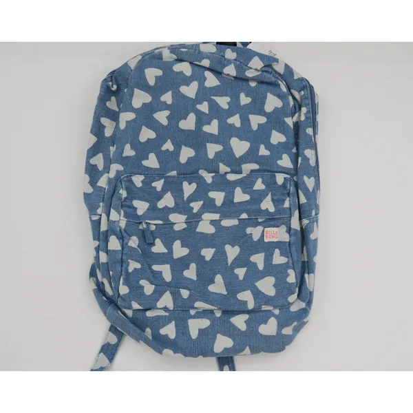 Billabong Denim Heart Print Backpack Blue White Adjustable Straps School Bag‎ - Image 3
