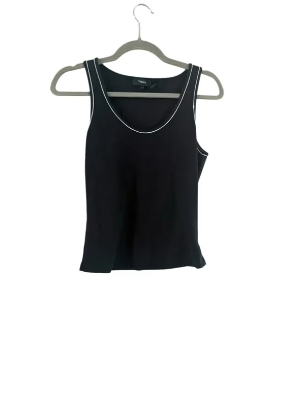 Women's Theory Scoop Neck Tank Top Size S Black White - Image 2