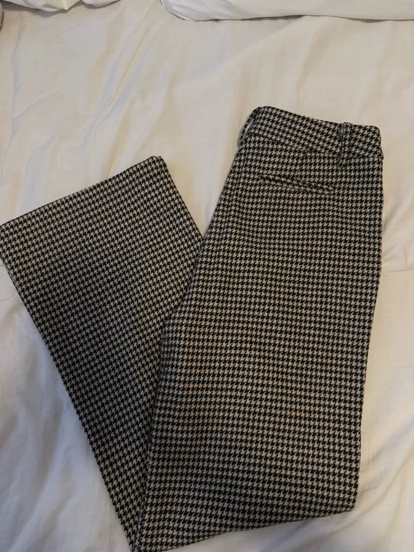Edit By Nine Black & Tan Houndstooth Trousers Size M - Image 2