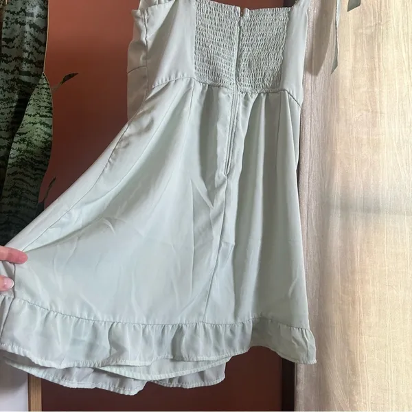 Abercrombie & Fitch Ruffle Mini Dress Babydoll Mint Green Preppy Pastel‎ Size M - Image 7