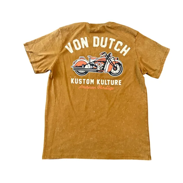 Von Dutch American Heritage Acid Wash Graphic T-Shirt Large Motorcycle Men - Image 2
