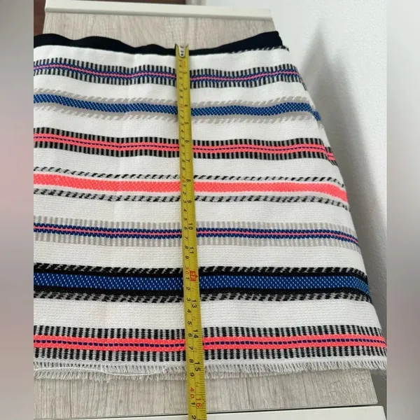 Milly Multi Color Striped White Mini Skirt Cotton Blend Preppy Luxe Size 2 - Image 7