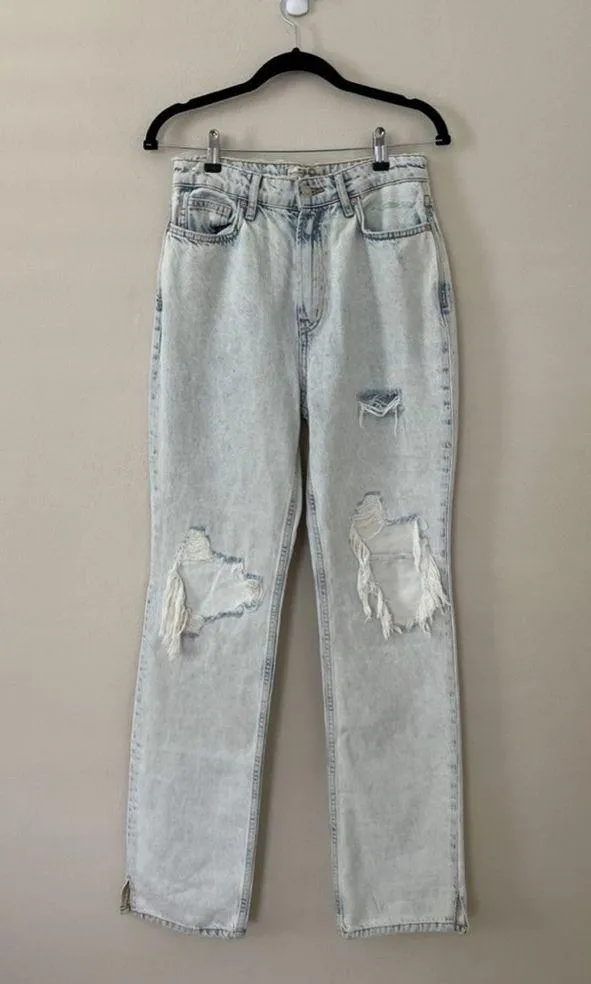 FREE PEOPLE Women's Destroyed Light Denim Pants | US 28 - Image 2