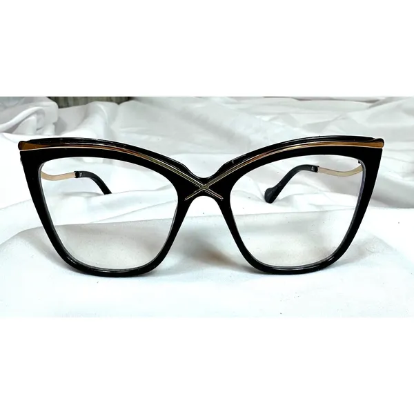 Chic Elegant Gold Detailed Clear Lens Black Frame Glasses - Image 5