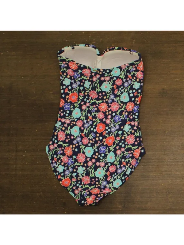 Anne Cole Womens Bandeau One Piece Swimsuit 18MO00560 Blue Multi 10 - Image 2