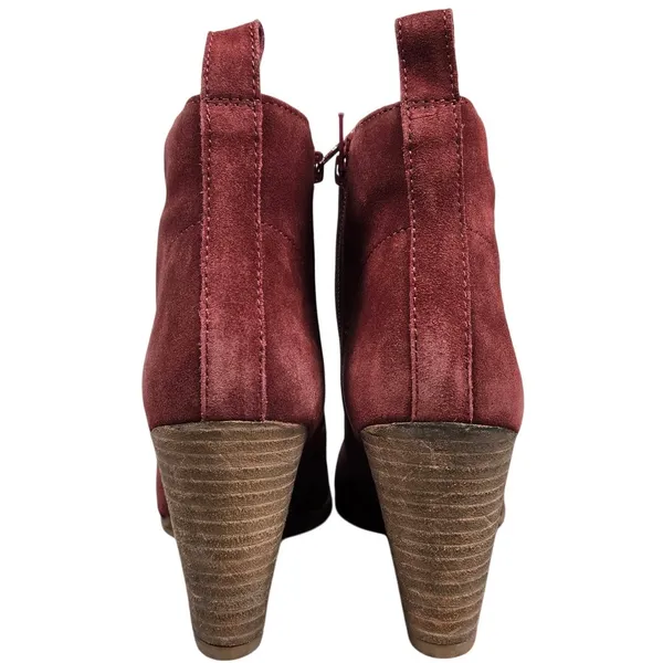 Diba Blake Suede Bootie Burgundy Lace Up Wedge Ankle Boots Women Size 8.5‎ - Image 7