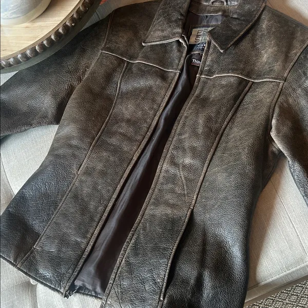 Pelle Studio Wilson’s Leather Thinsulate 3M 100% Brown Leather Acid Washed - Image 4