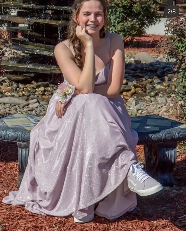 Light Pink Prom Dillard's Sparkle Dress - Image 2