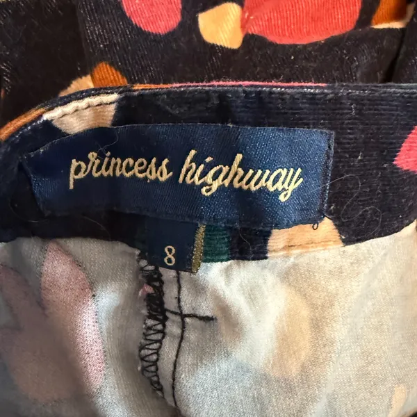 Princess Highway Jamie Corduroy Pants Floral Print Size 8 - Image 6