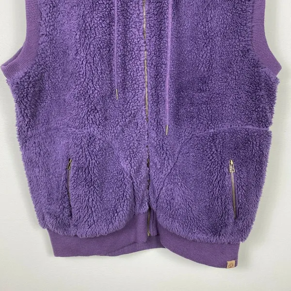 Artisans Vest XXL‎ Purple Plush Fleece Sleeveless High Neck Drawstring - Image 3