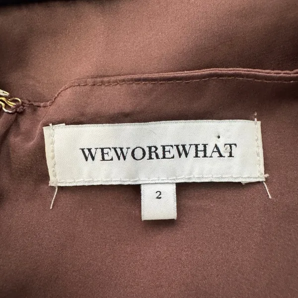 WeWoreWhat‎ Ruched Cup Bodysuit Size 2 Brown Satin Night Out Trendy Sexy - Image 8
