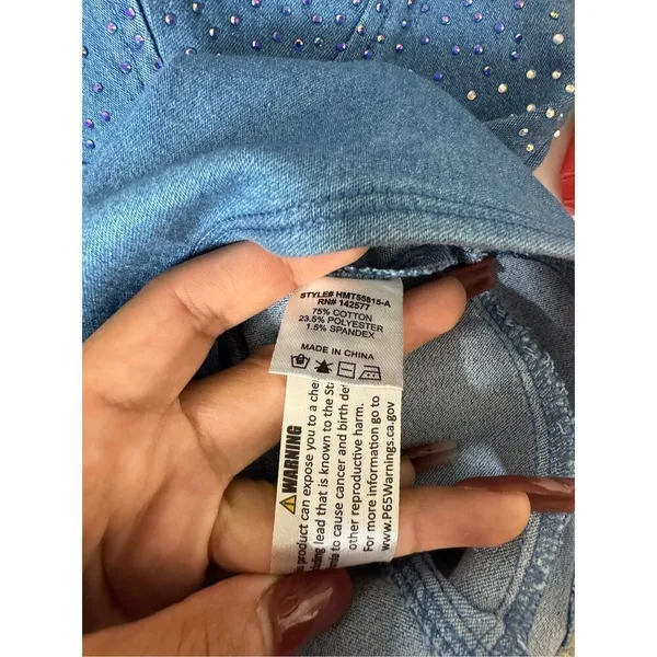 Haute Monde denim rhinestone bodysuit - Image 3